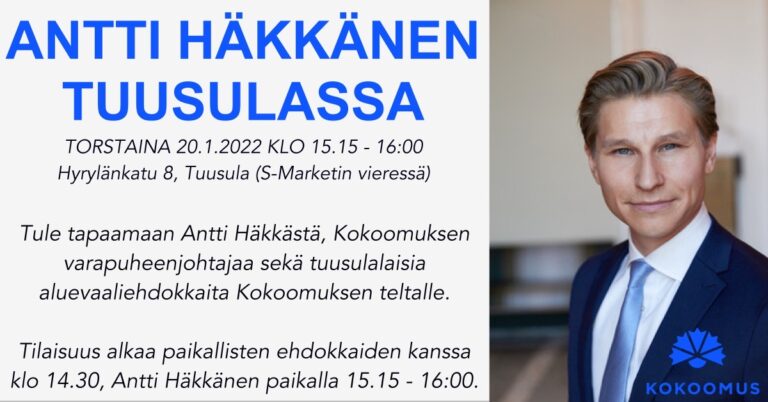 Tapaa Antti Häkkänen Tuusulassa 20.1.2022
